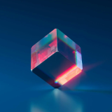 3d cube with a sparkling red glow